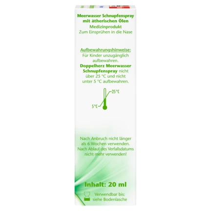 Abbildung der Produktverpackung Doppelherz aktiv Meerwasser Schnupfenspray Seitenansicht rechts